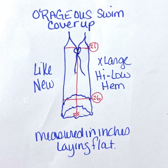 O’RAGEOUS Swim Cover Up. Lightweight. Adjustable Straps. Flirty Hi-Lo Hem. X-L. - Picture 8 of 10